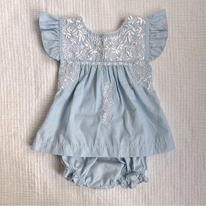 Six Honeybees Puebla Bloomer Set (Blue & White)